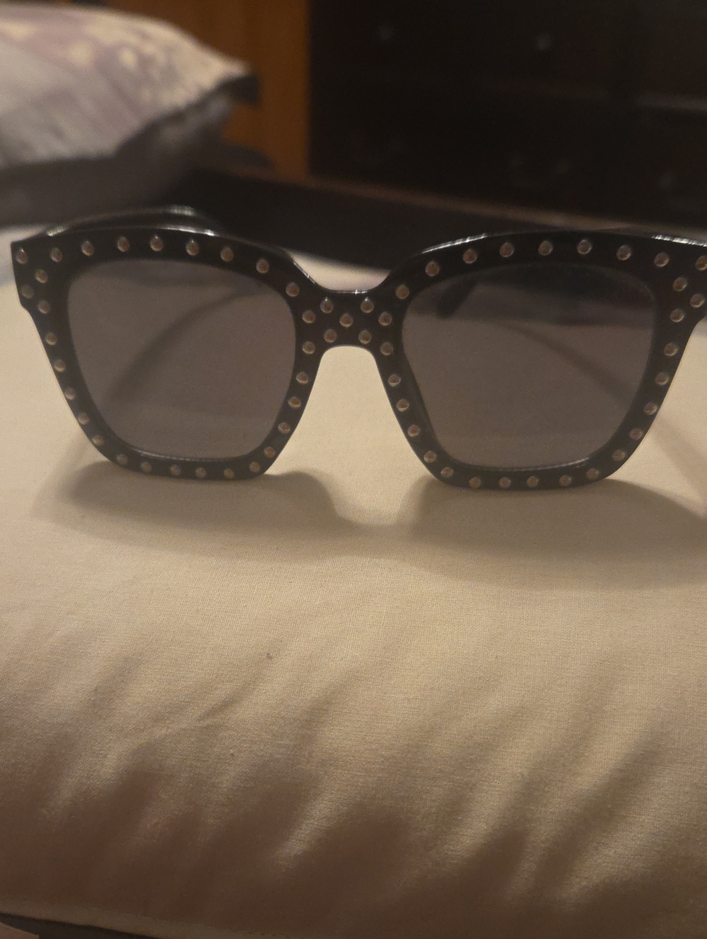 Steve Madden Black Square Sunglasses with Silver Studs(50)